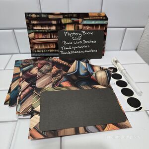 Handmade Library Book ENVELOPES W Flat Cards Approx 4" X 6"  W Seals Gel Pen Inc